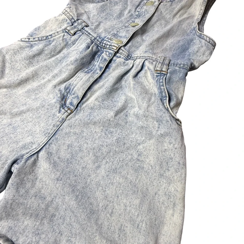 Vintage Kids Denim Acid‎ Wash Shortalls Jumper Overalls Size 8